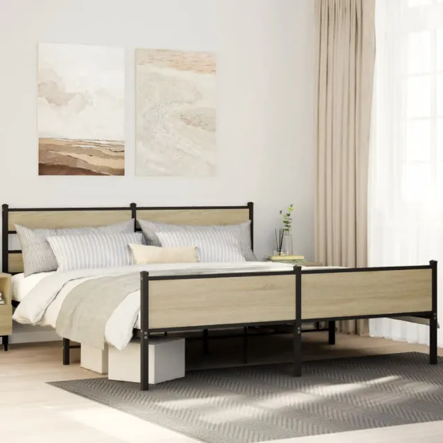 vidaXL Bedframe zonder matras metaal sonoma eikenkleurig 180x200 cm