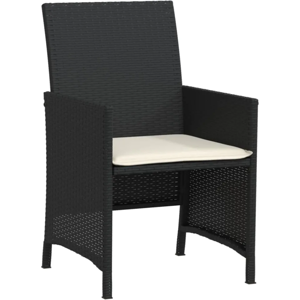 vidaXL 3-delige Bistroset met kussens poly rattan zwart, foto 4