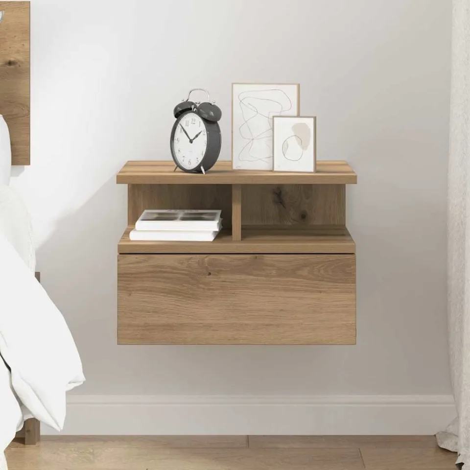 vidaXL Vliegend Nachtkastje Artisan Eiken 40 x 31 x 28 cm Bewerkt hout, foto 4