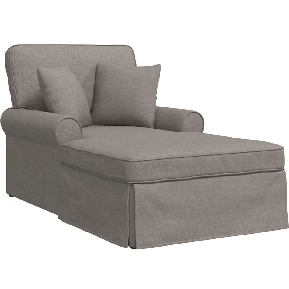 vidaXL Chaise Lounge met Rok 3 st Taupe Stof 91 x 157 x 91 cm, foto 4