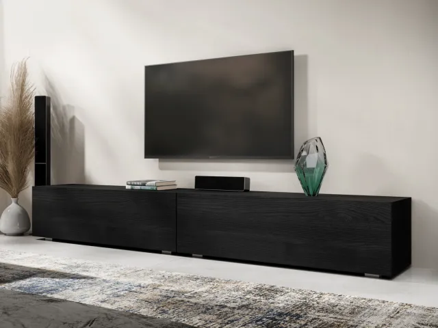 Mobistoxx Tv-meubel KINGSTON 2 klapdeuren 210 cm zwarte eik