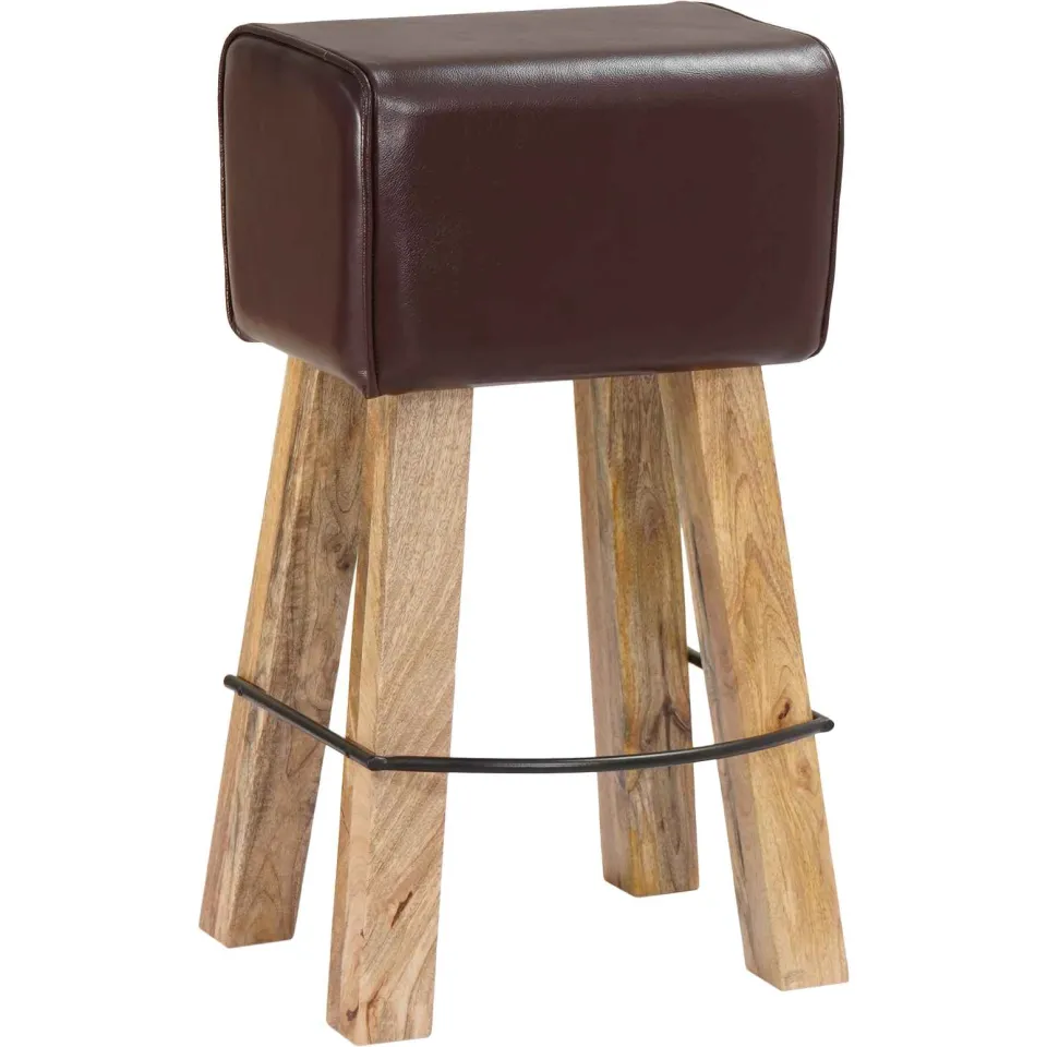 vidaXL Barkruk 2 st Donkerbruin 44 x 33 x 74 cm Echt Leer