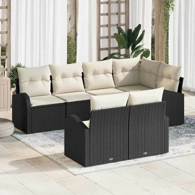 vidaXL Tuin Sofa Set 7 st Zwart Poly riet