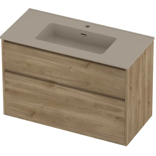 Proline Tribute Badmeubelset Porselein Elegant 1 Gat 100x46x67 cm Mat Crème Cotton Cider Oak Eiken