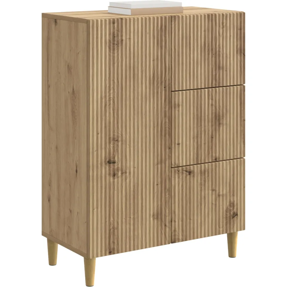 vidaXL Dressoir Artisanaal eiken 66 x 34,5 x 90 cm Bewerkt hout Bruin