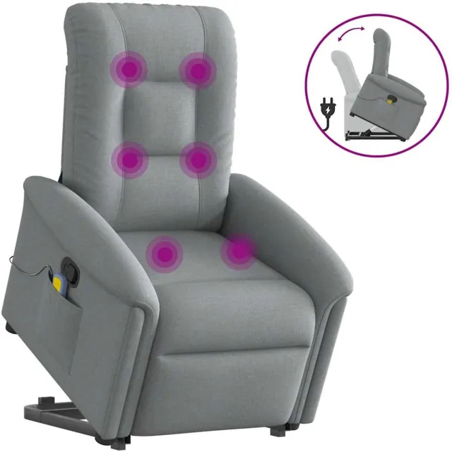 vidaXL Sta-op-massagestoel - verstelbaar - stof - lichtgrijs
