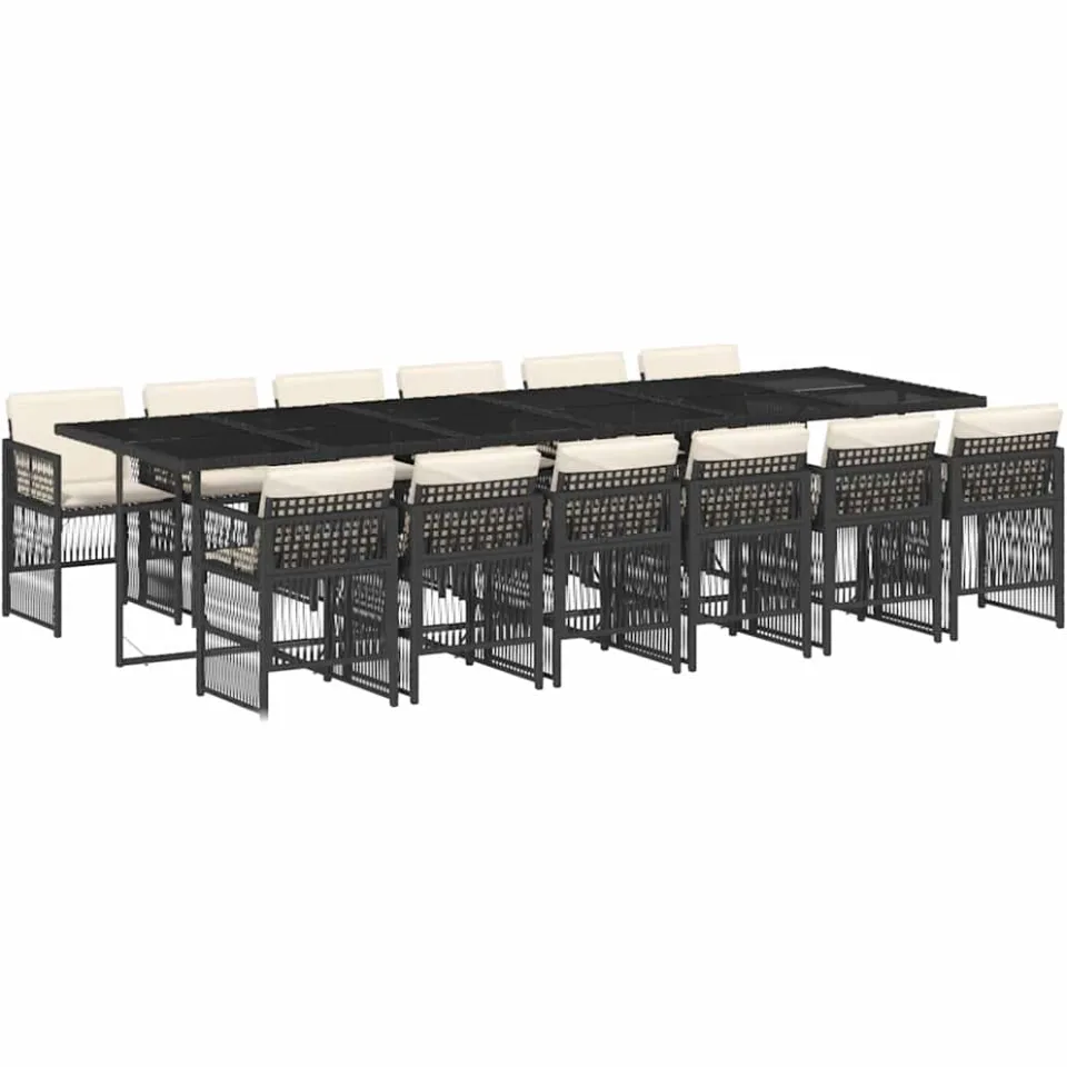 vidaXL 13-delige Tuinset met kussens poly rattan zwart, foto 3