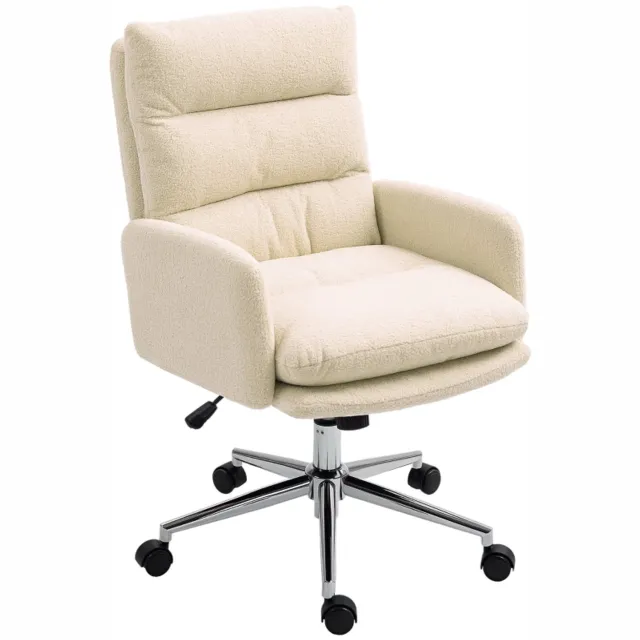 Clruro Bureaustoel - 58x67x91-99 cm - Ergonomisch - Wipfunctie - Bouclé - Crèmewit Clruro