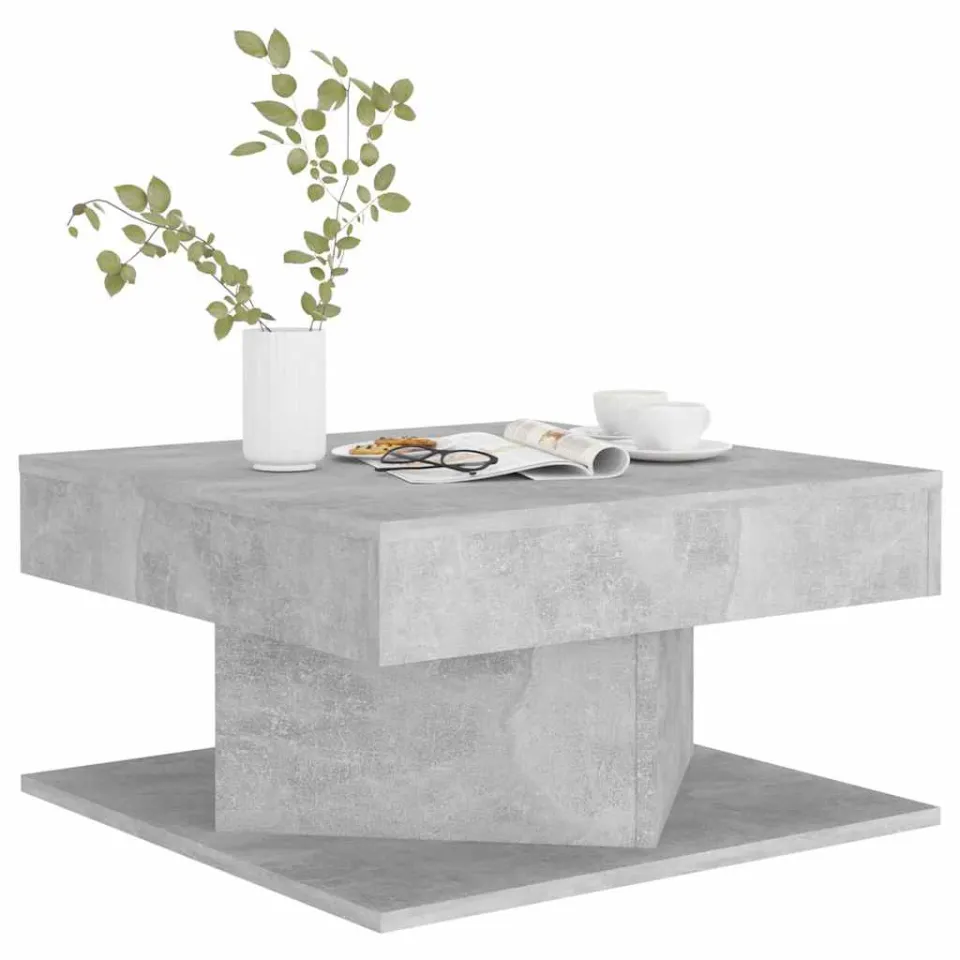 vidaXL Salontafel 57x57x30 cm bewerkt hout betongrijs grijs, foto 4
