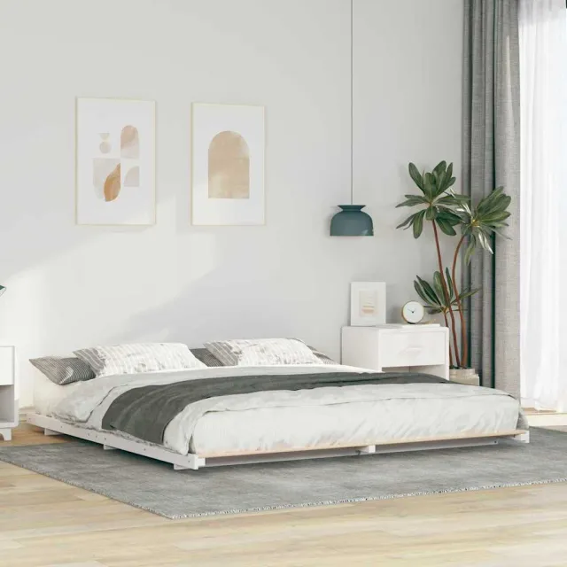 vidaXL Bedframe Wit 180 x 220 cm Massief grenenhout