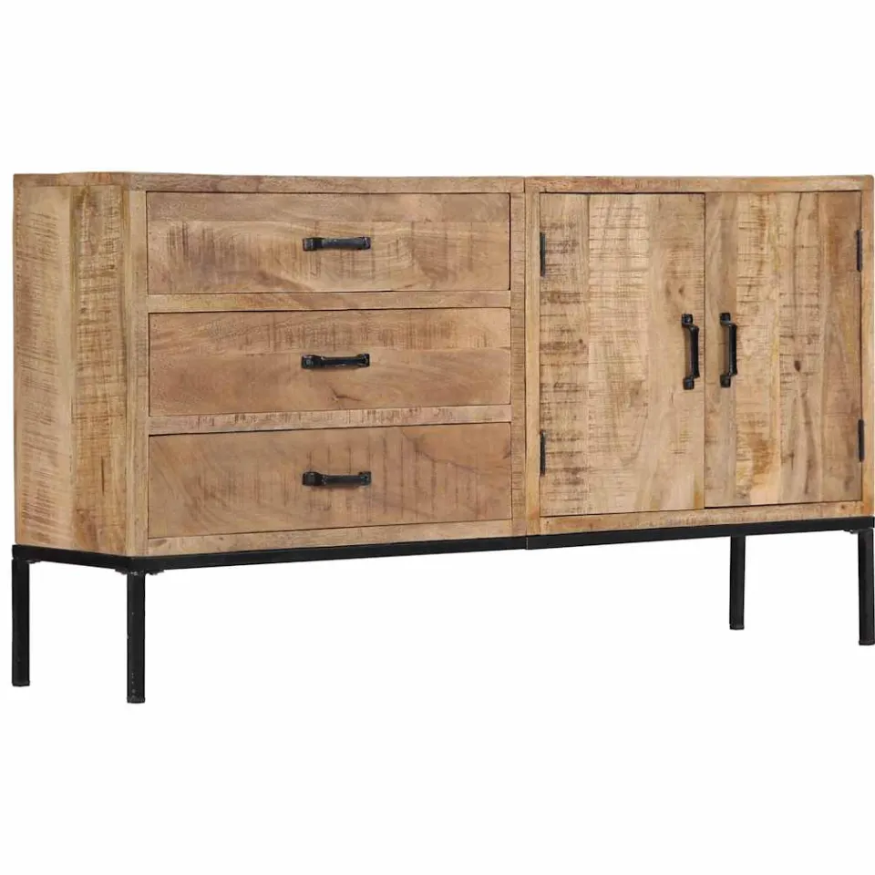vidaXL Dressoir 140x35x75 cm massief mangohout bruin, foto 4