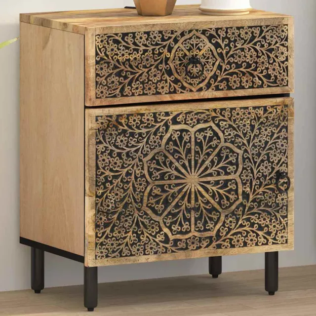 vidaXL Nachtkastje 50x33x60 cm massief mangohout bruin, foto 2