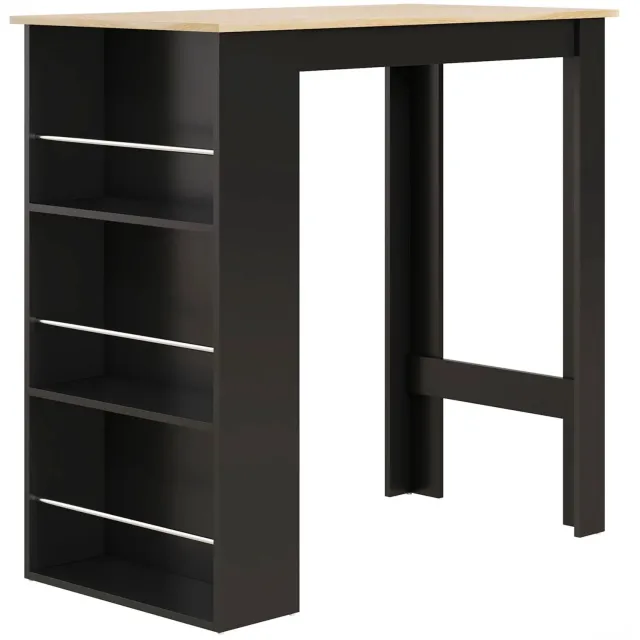 D&J Bartafel - Hoge Keukentafel - Keukeneiland - Sta Tafel - Keuken - Eetkamer - 112x57x106cm - Zwart - Moderne Stijl - Hout