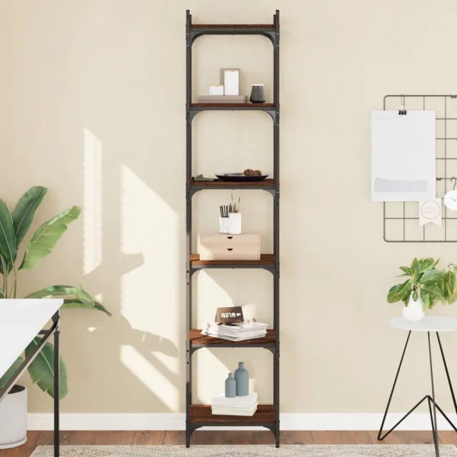 vidaXL Boekenkast 6-laags 40x30x188 cm bewerkt hout bruin eikenkleur, foto 2