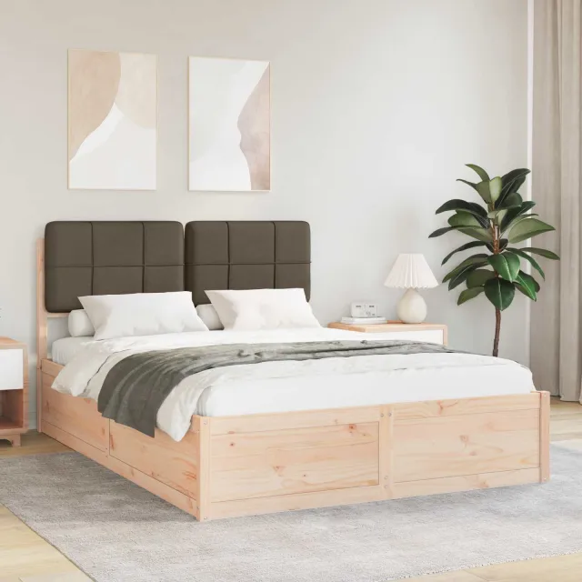 vidaXL Bedframe met Gevoerd Hoofdgedeelte Taupe 160 x 200 cm