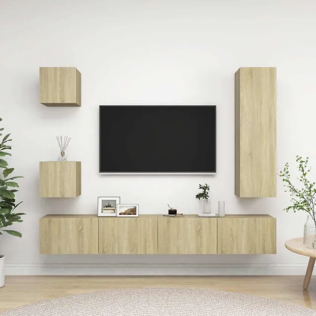vidaXL 5-delige Tv-meubelset bewerkt hout sonoma eikenkleurig, foto 2