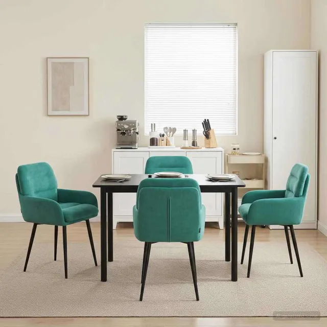 vidaXL Eettafelstoelen 4 st fluweel Turquoise 59 x 59,5 x 90 cm, foto 2