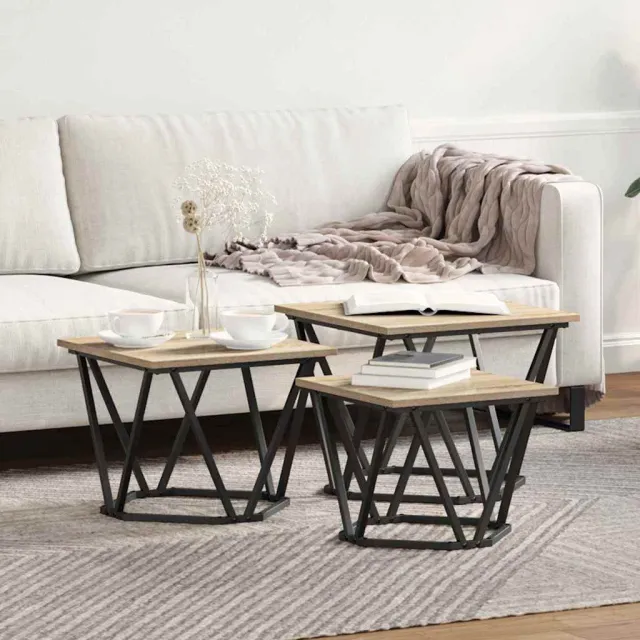 vidaXL Salontafel 3 st Sonoma Eiken 50 x 50 x 40 cm Bruin