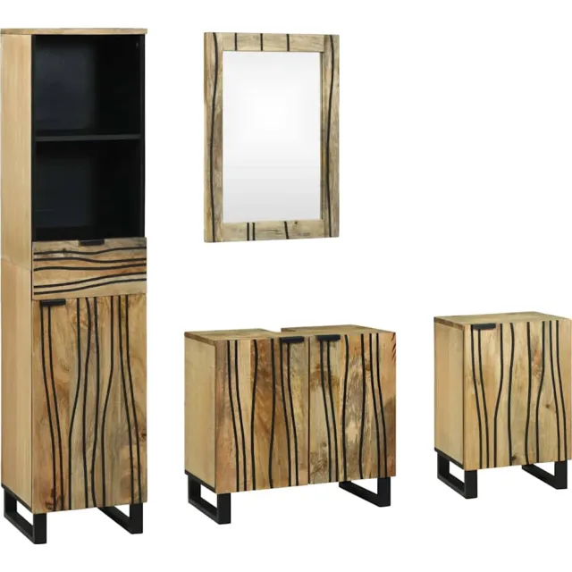 vidaXL Badkamermeubelset 4 st Naturel 38 x 33 x 160 cm Bewerkt hout Bruin