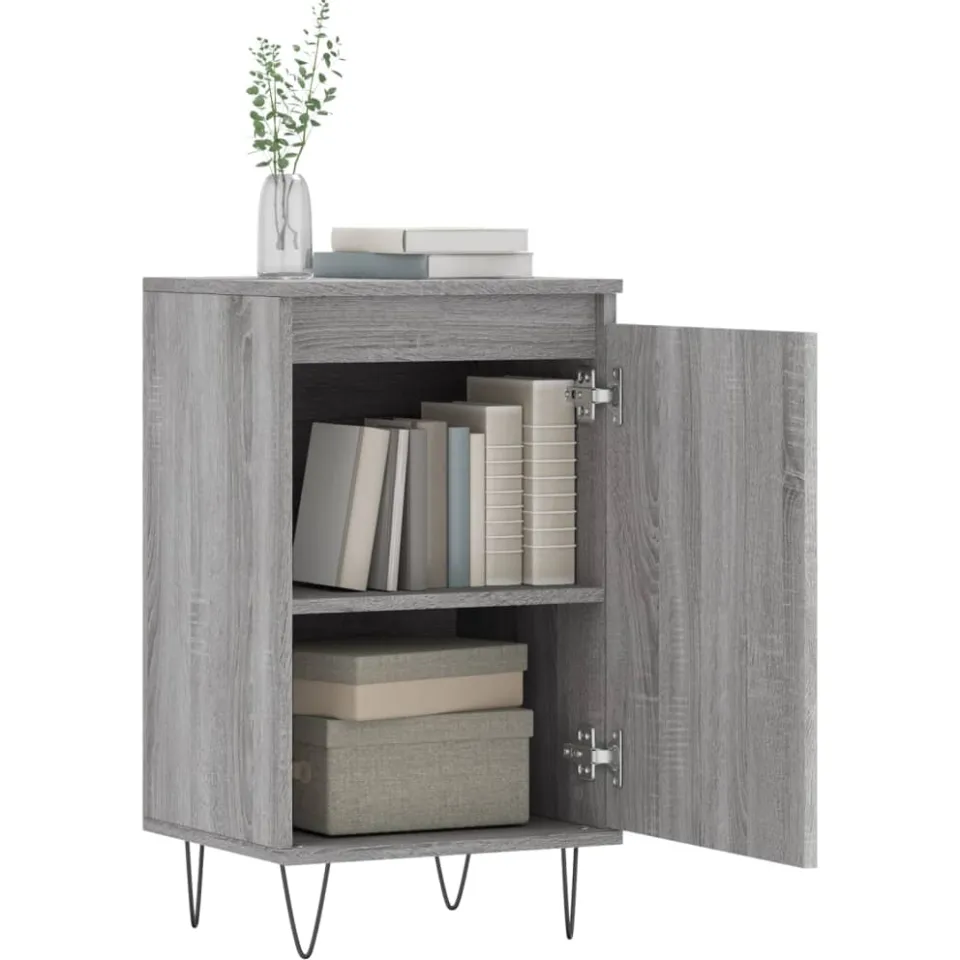 vidaXL Dressoirs 2 st 40x35x70 cm bewerkt hout grijs sonoma, foto 4
