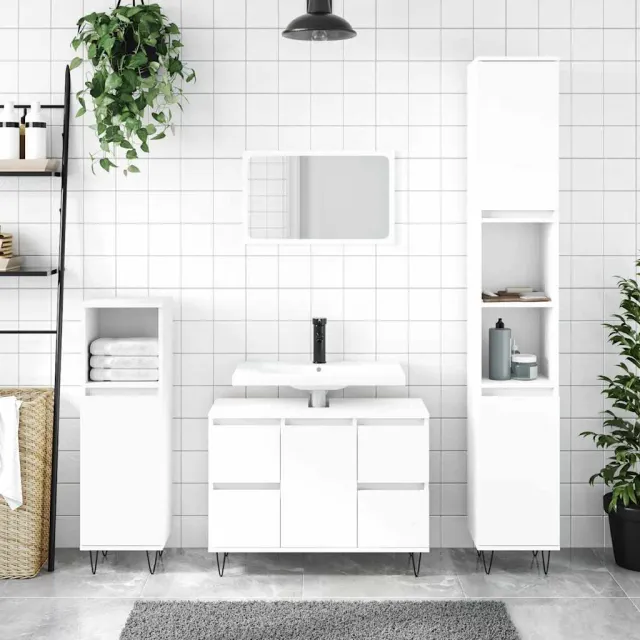 vidaXL Badkamerkast 80x33x60 cm bewerkt hout wit, foto 2