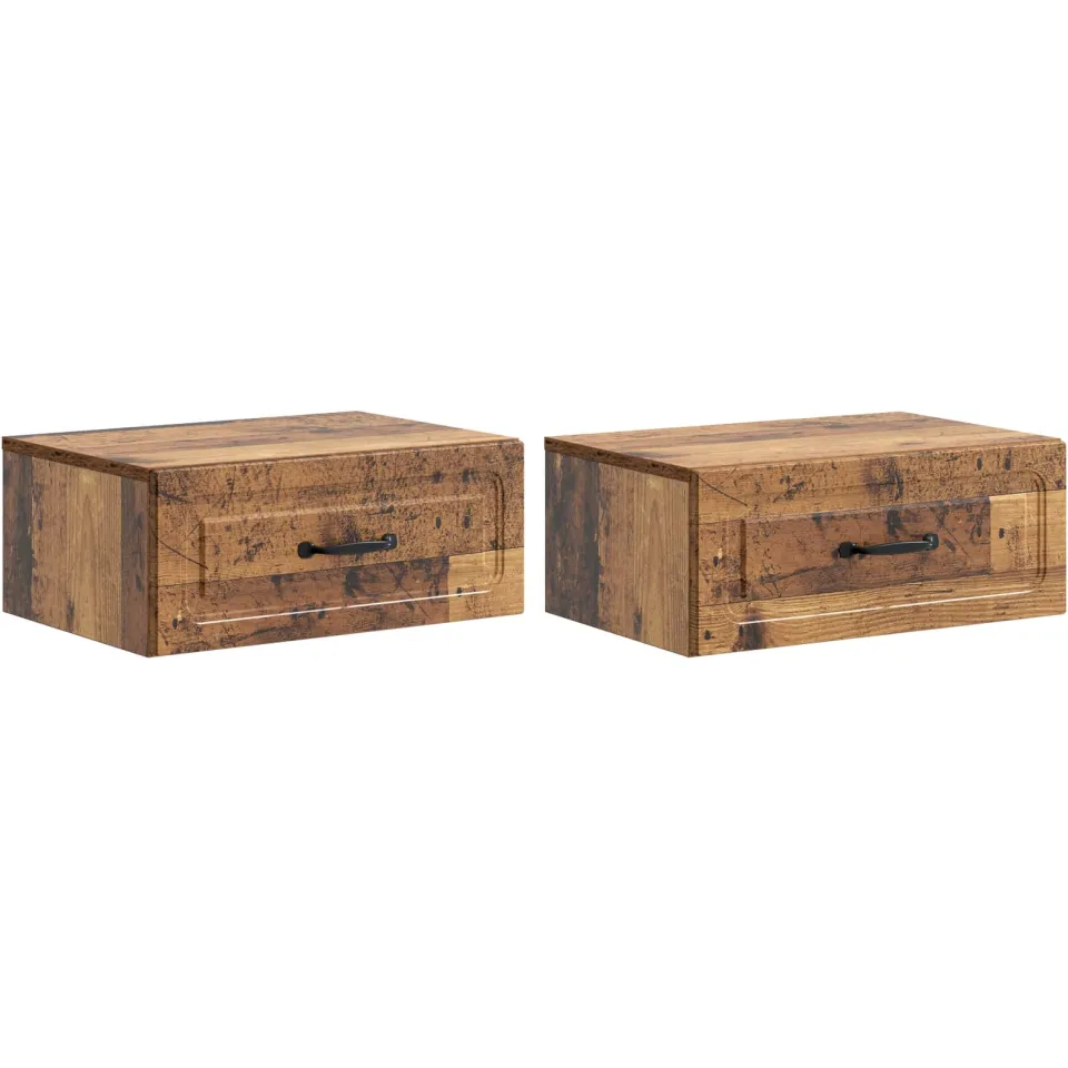 vidaXL Wandbeugel Bedkast 2 st Oud hout 49 x 34,5 x 20 cm Bewerkt hout bruin, foto 3