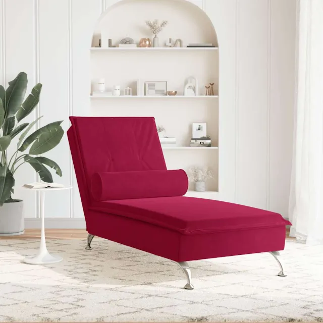 vidaXL Massage chaise longue met bolster fluweel donkergroen