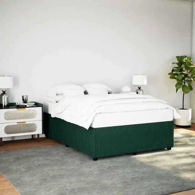 vidaXL Bedframe zonder matras 160x200 cm fluweel donkergroen groen