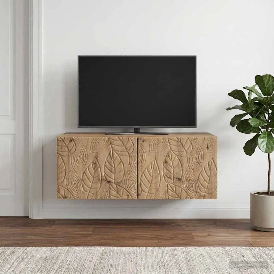 vidaXL Wandbeugel TV-kast 98 x 31 cm Artisanaal eiken Bewerkt hout, foto 3