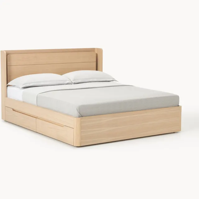 Westwing Collection Houten bed Allow met lades Beige
