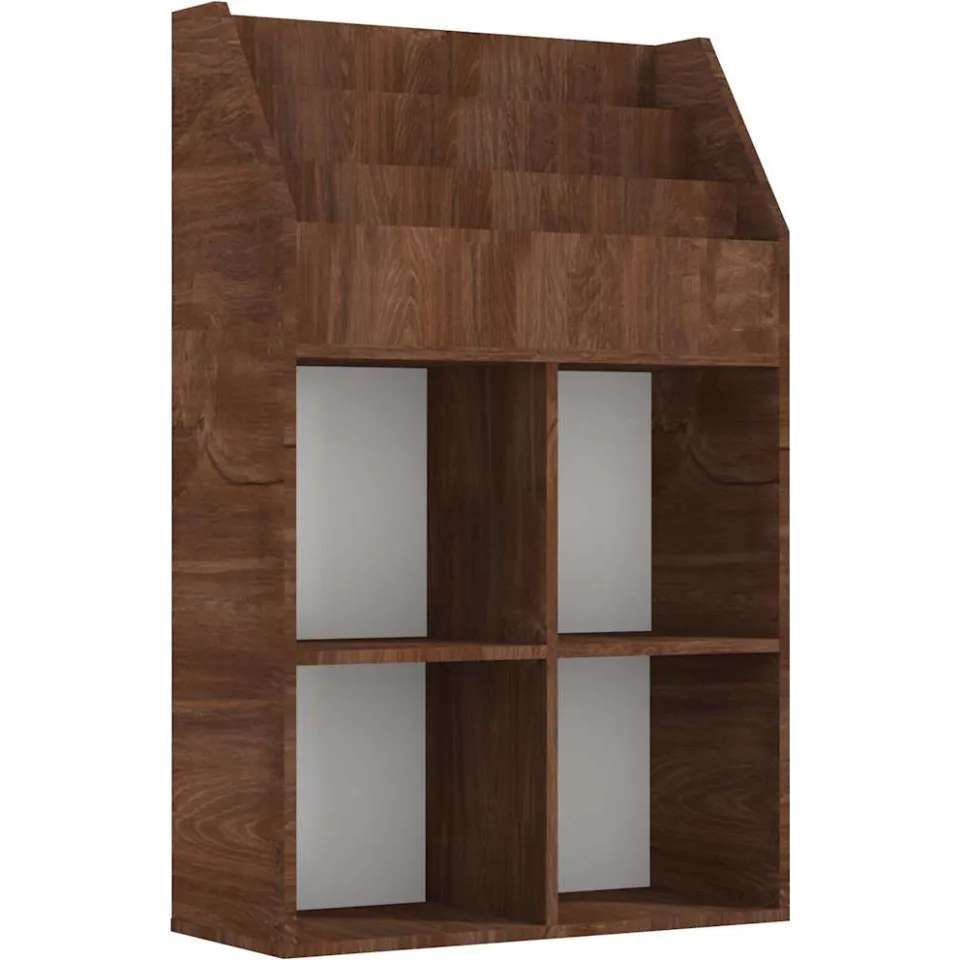 vidaXL Kindertijdschriftenrek 71x30x114 cm bewerkt hout bruineiken