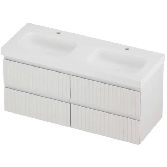 Proline Haga Badmeubelset Polystone Mezza Symmetrisch 120x46x58 cm Mat White Glans Wit