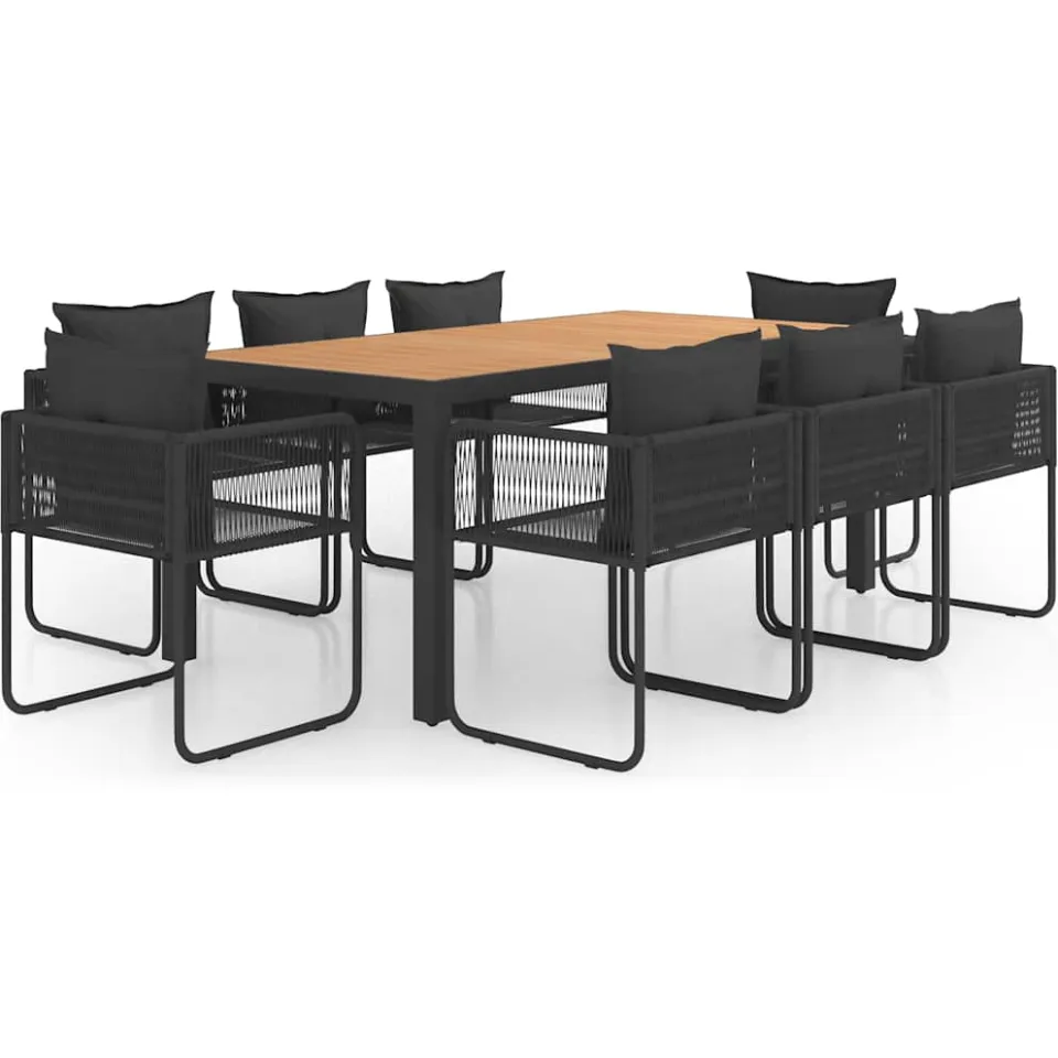 vidaXL 9-delige Tuinset PVC-rattan zwart en bruin