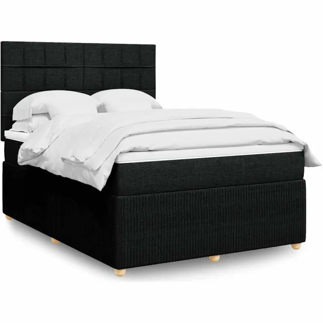vidaXL Boxspring met matras stof zwart 160x200 cm