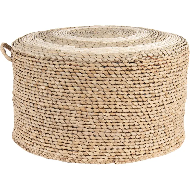 Clayre & Eef Poef Ø 40x23 cm Bruin Stro