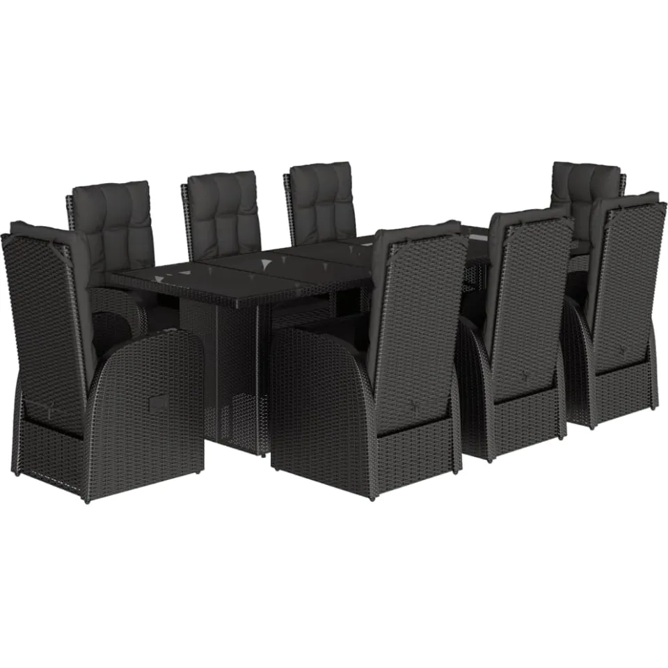 vidaXL 9-delige Tuinset poly rattan zwart, foto 3