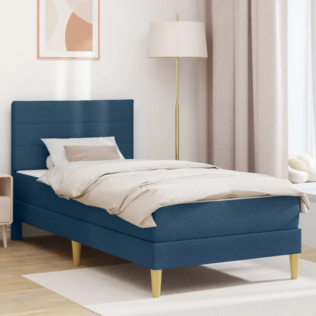 vidaXL Bedframe met matras Blauw 100 x 200 cm Polyester