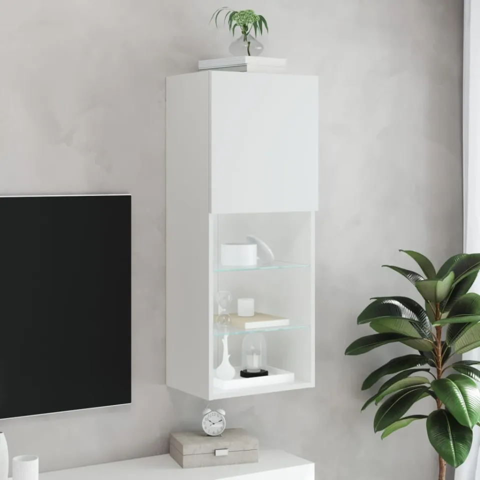 vidaXL Tv-meubel met LED-verlichting 40,5x30x102 cm wit, foto 4