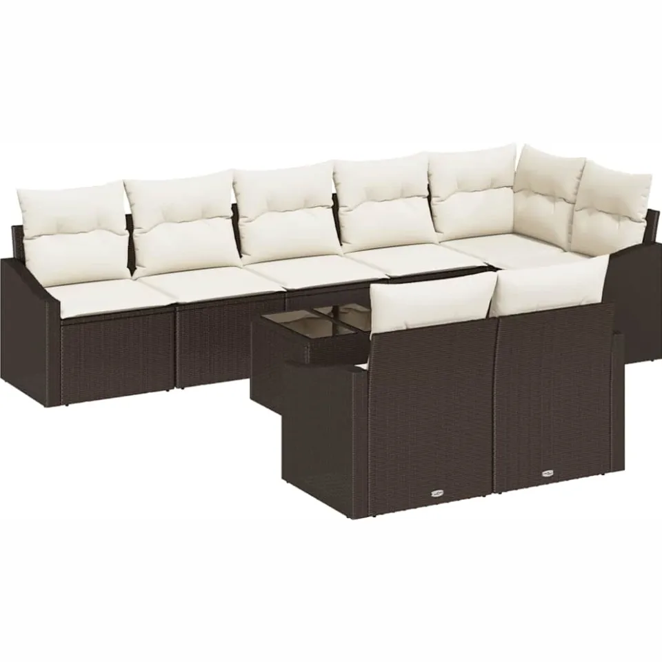 vidaXL Bankstel 9 st Bruin poly rattan