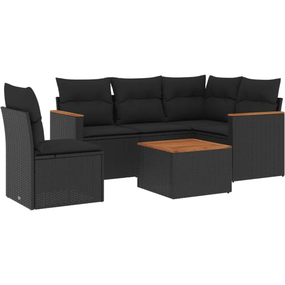 vidaXL Patio Sofa Set 6-zits Black, foto 3