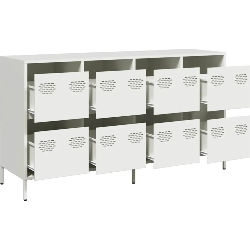 vidaXL Dressoir 135x39x73,5 cm koudgewalst staal wit, foto 4