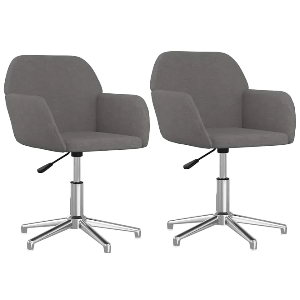 vidaXL Eetkamerstoelen draaibaar 2 st stof lichtgrijs grijs, foto 3