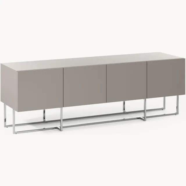 Westwing Collection Houten tv-meubel Joe Taupe, Zilverkleurig