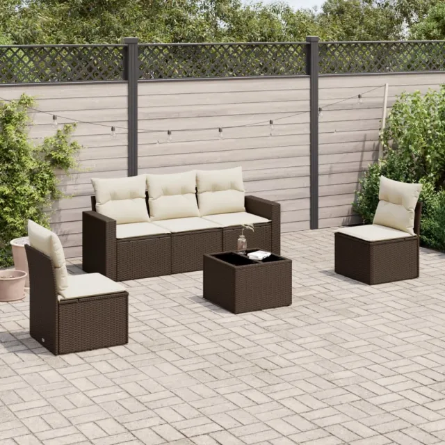 vidaXL 6-delige Loungeset met kussens poly rattan bruin, foto 2