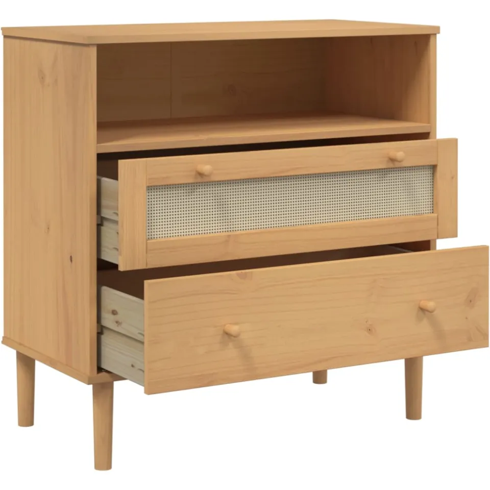 vidaXL Dressoir SENJA rattan-look 80x40x80 cm massief grenenhout bruin, foto 4