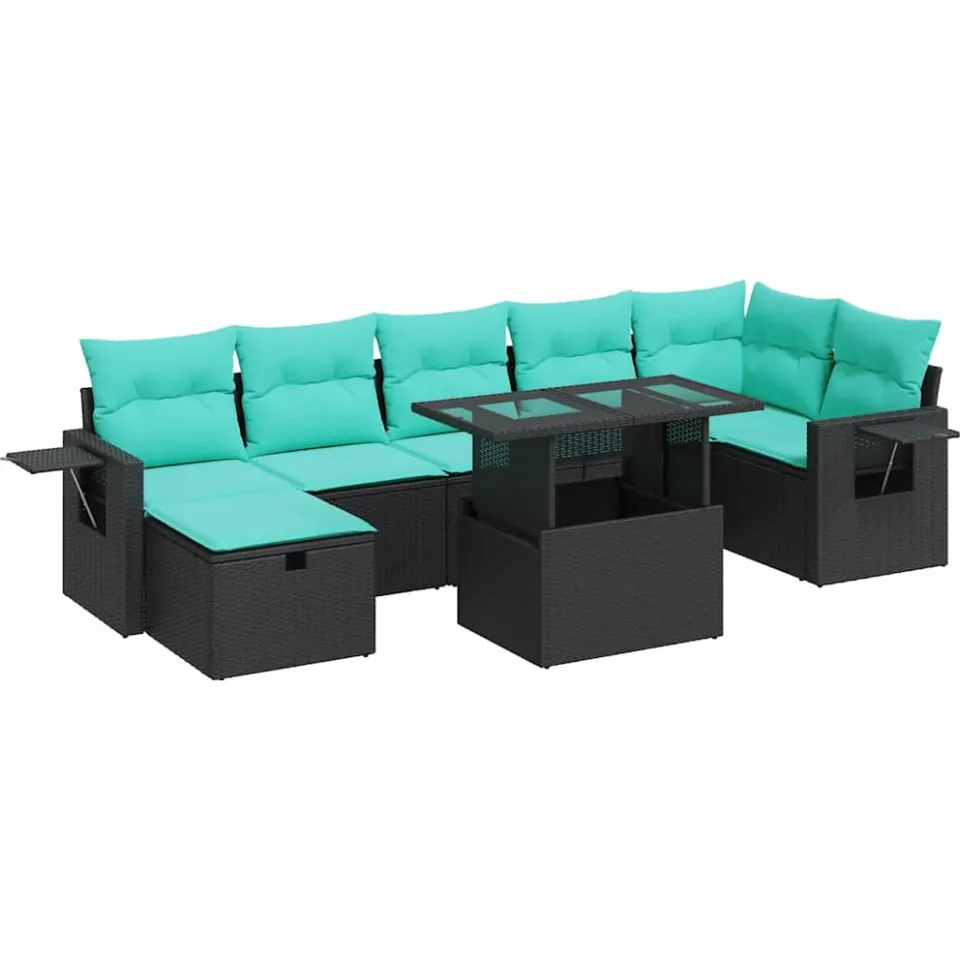vidaXL 8-delige Loungeset met kussens poly rattan acacia grijs, foto 3