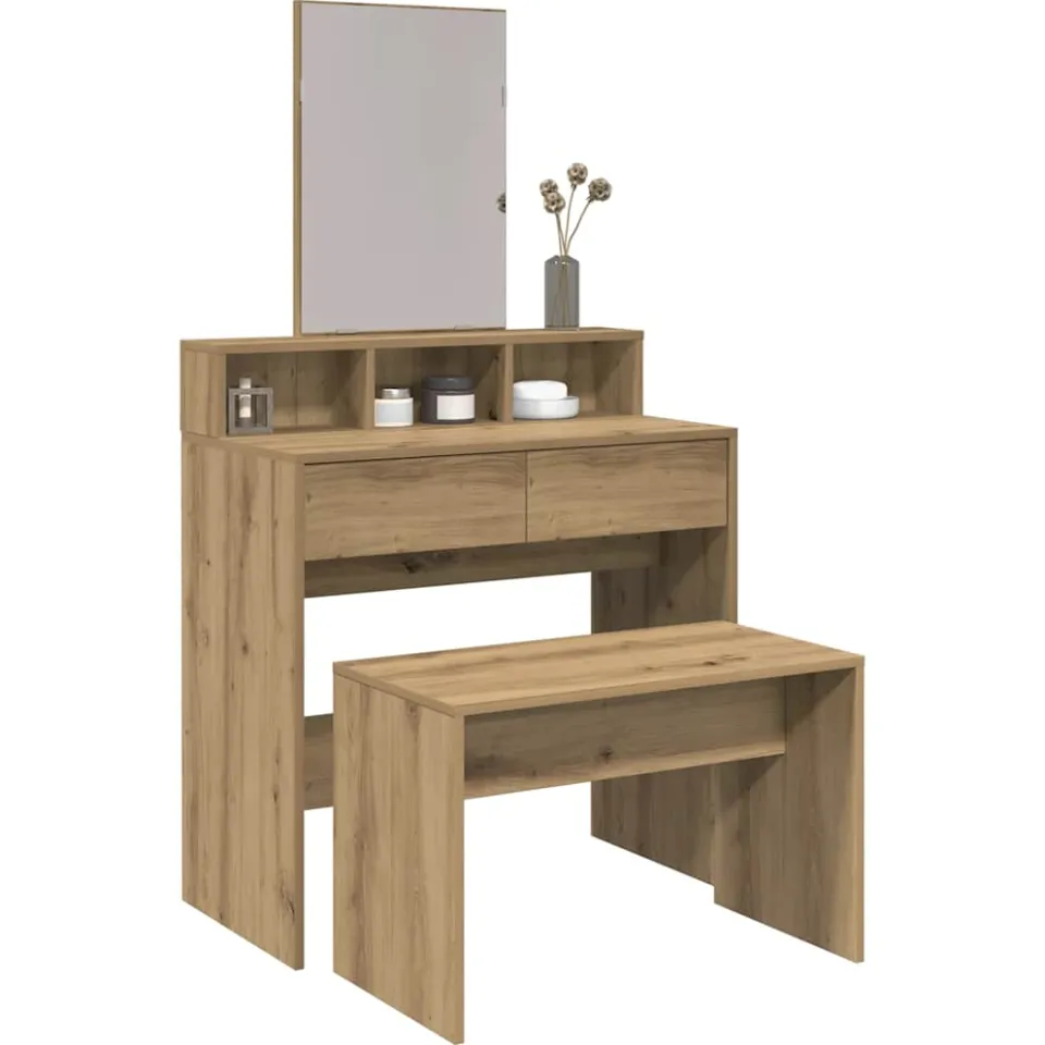 vidaXL Kaptafelkruk 70x35x45 cm bewerkt hout artisanaal eikenkleur Bruin