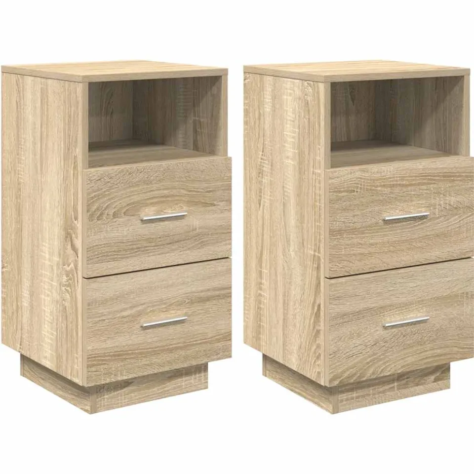 vidaXL Nachtkastjes 2 st met 2 lades 36x36x68 cm sonoma eikenkleurig, foto 3