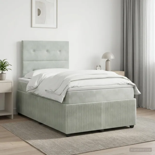 vidaXL Boxspringbed met matras Lichtgrijs 120 x 190 cm Fluweel