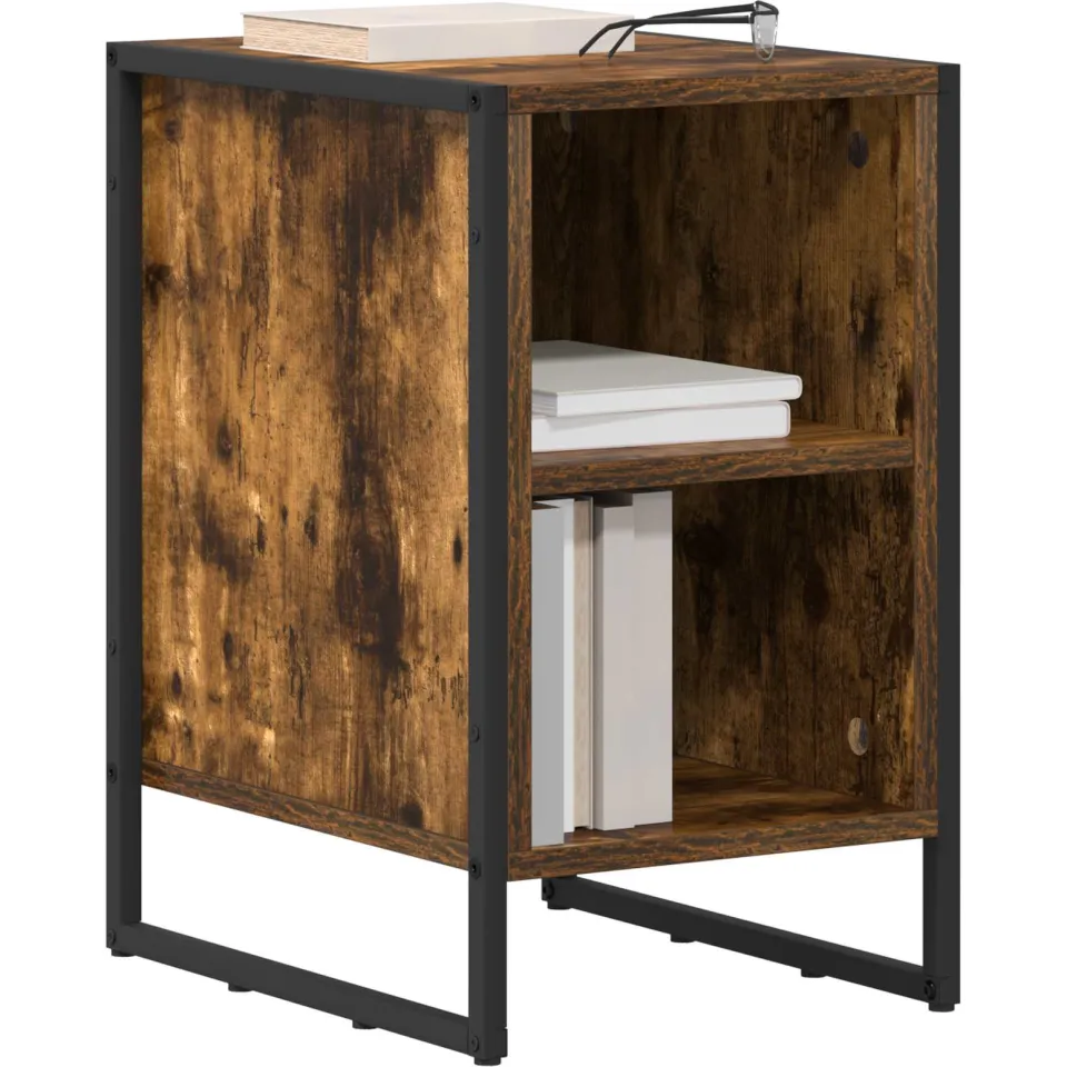 vidaXL Nachtkastje 2 st Gerookt eiken 39.5 x 30 x 50 cm Bewerkt hout Bruin